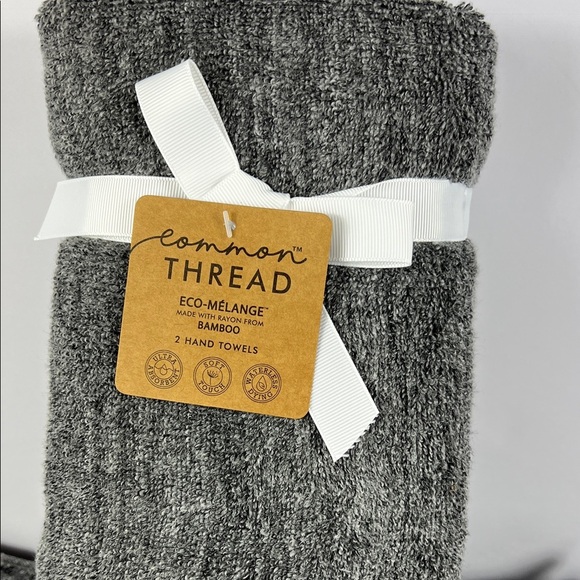 4 Pc Common Thread Bamboo Bath Towel Set Dark Grey Eco Melange NEW - Picture 6 of 8